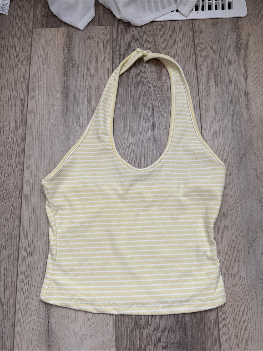 Musera Yellow Striped Halter Tank Top